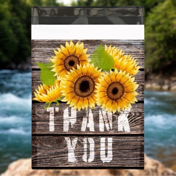 25 10X13 Poly Mailers Sunflower Thank You Shipping Envelopes PRICE IS FIRM Fall - Picture 2 of 5